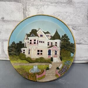 Victorian Cottage 3D Plate Illuminated Vintage